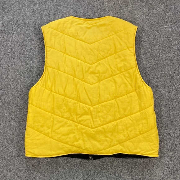 VINTAGE Chaps Ralph Lauren Reversible Vest Jacket Adult XL Black Yellow Fleece - Picture 5 of 11